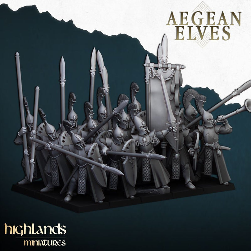 Aegean Elves Spearmen – Highlands Miniatures 3D printed tabletop miniature