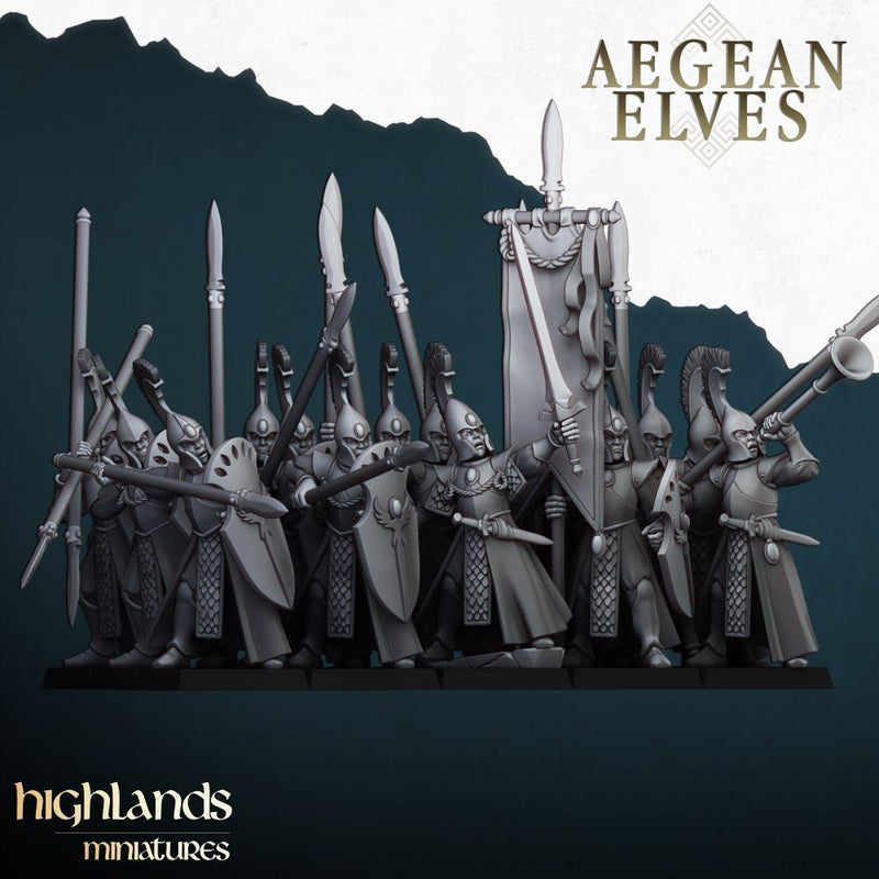 Aegean Elves Spearmen – Highlands Miniatures 3D printed tabletop miniature