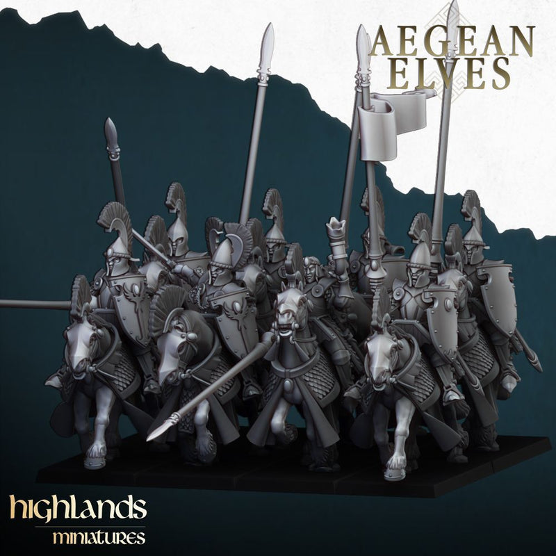 Aegean Elves Mounted Lances – Highlands Miniatures 3D printed tabletop miniature