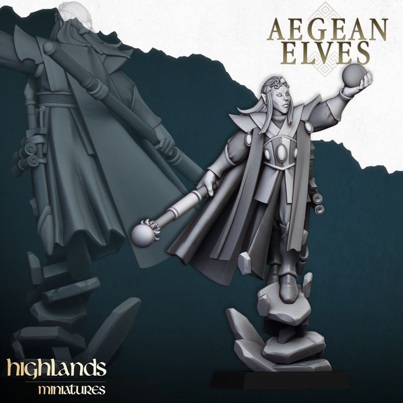 Aegean Elf Mage – Highlands Miniatures 3D printed tabletop miniature