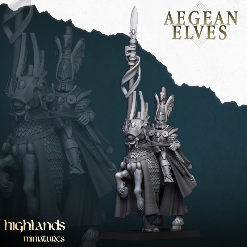 Aegean Elf Mounted Lord – Highlands Miniatures 3D printed tabletop miniature