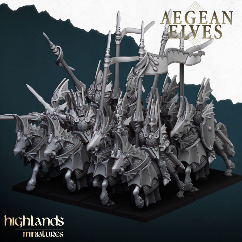 Aegean Elves Mounted Dragons – Highlands Miniatures 3D printed tabletop miniature