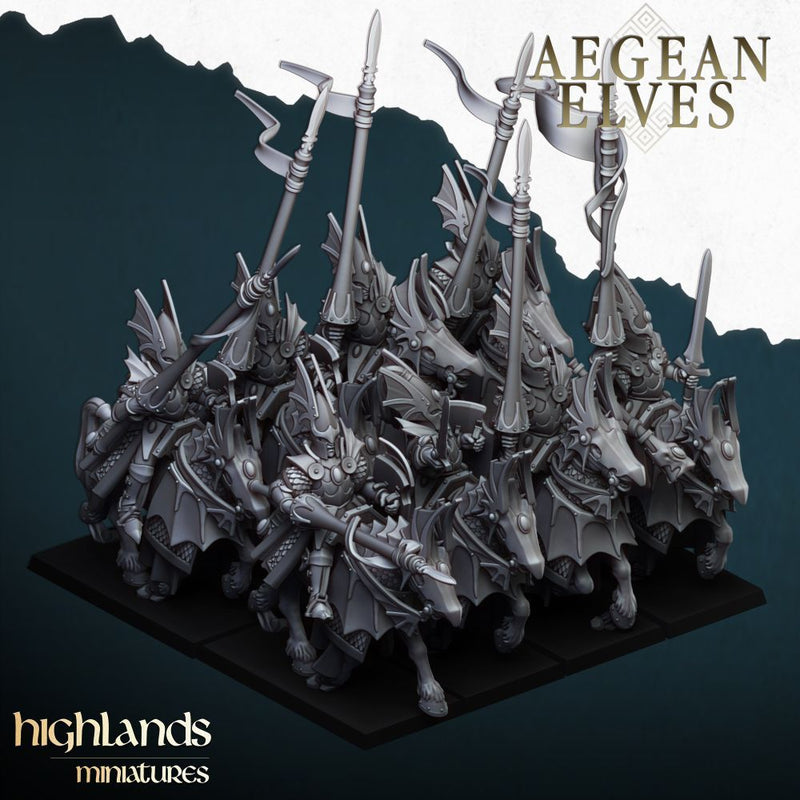 Aegean Elves Mounted Dragons – Highlands Miniatures 3D printed tabletop miniature