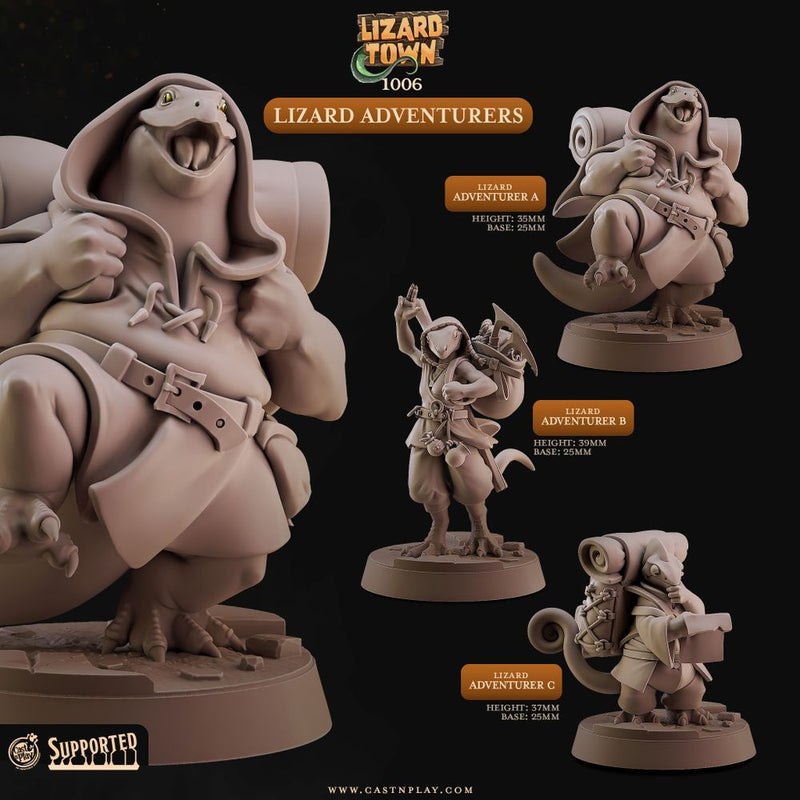 Lizard Adventurers – Cast n Play 3D printed tabletop miniature