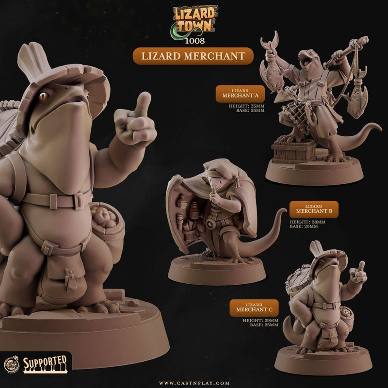 Lizard Merchant – Cast n Play 3D printed tabletop miniature