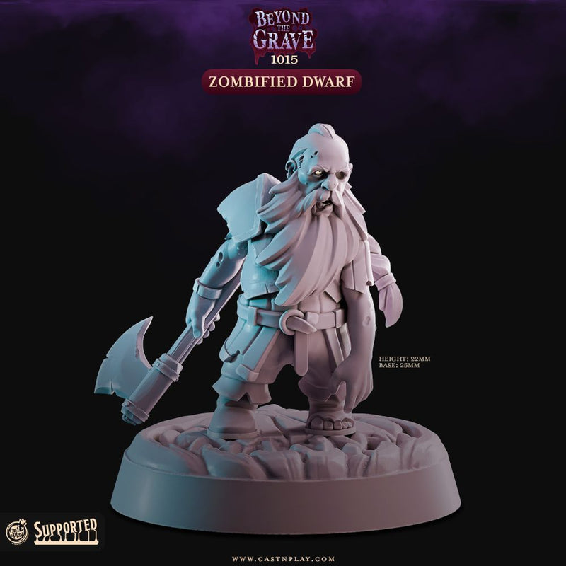 Zombified Dwarf – Cast n Play 3D printed tabletop miniature