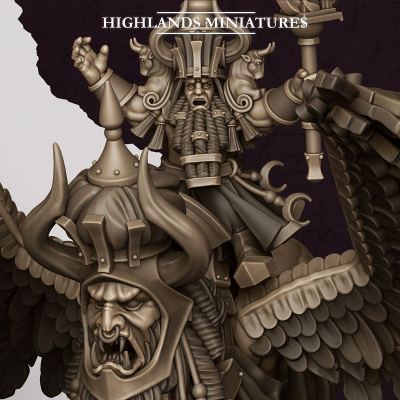 Great Sorcerer of Marduk on Lamassu – Highlands Miniatures 3D printed tabletop miniature