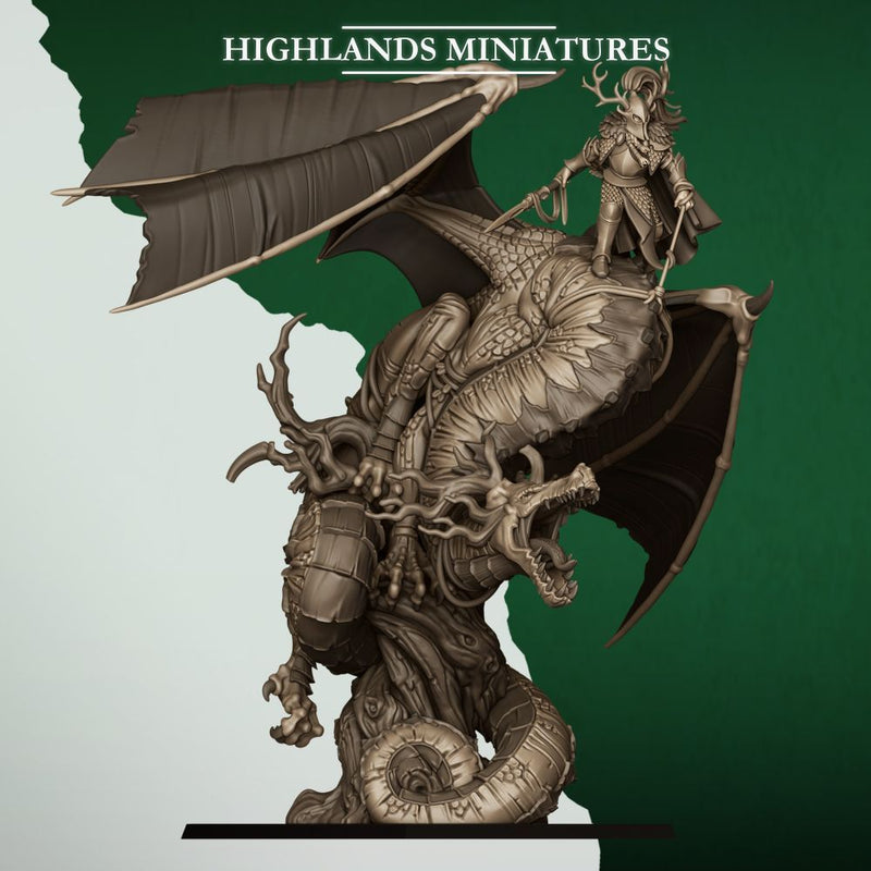 Feral Elf Prince on Dragon – Highlands Miniatures 3D printed tabletop miniature