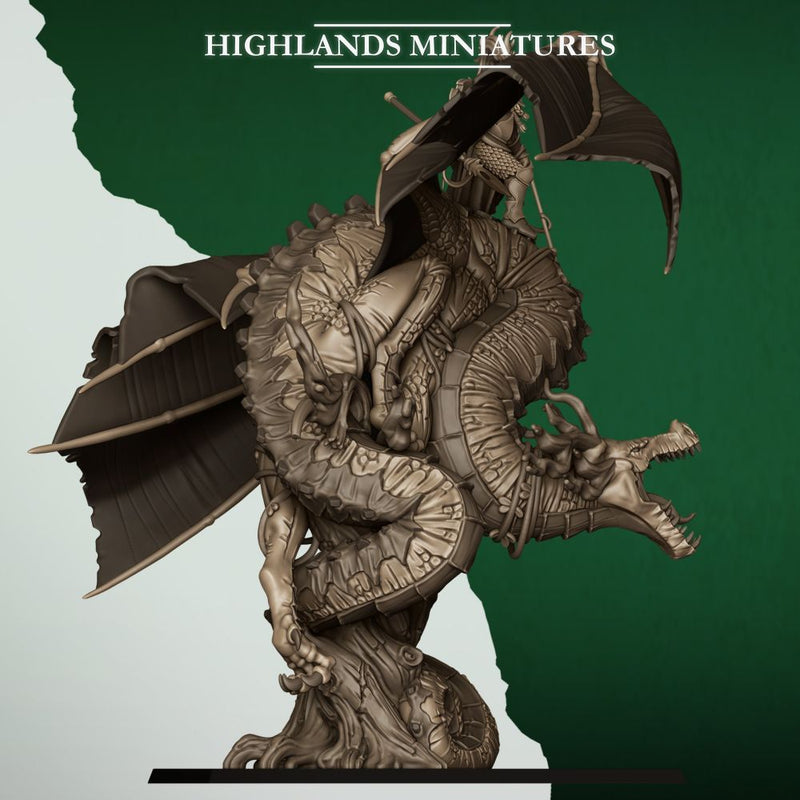 Feral Elf Prince on Dragon – Highlands Miniatures 3D printed tabletop miniature