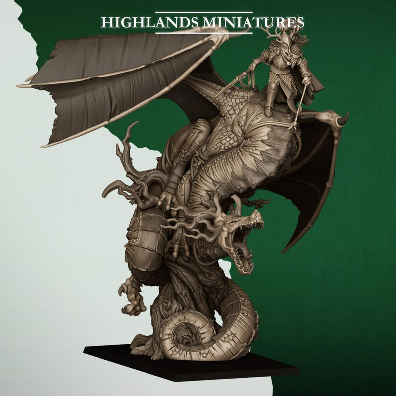 Feral Elf Prince on Dragon – Highlands Miniatures 3D printed tabletop miniature