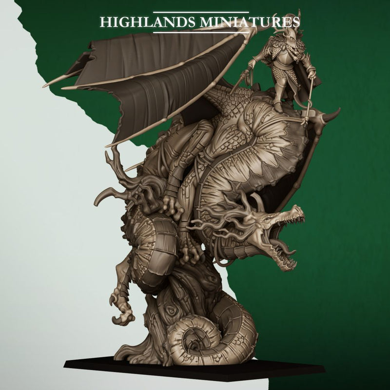 Feral Elf Prince on Dragon – Highlands Miniatures 3D printed tabletop miniature