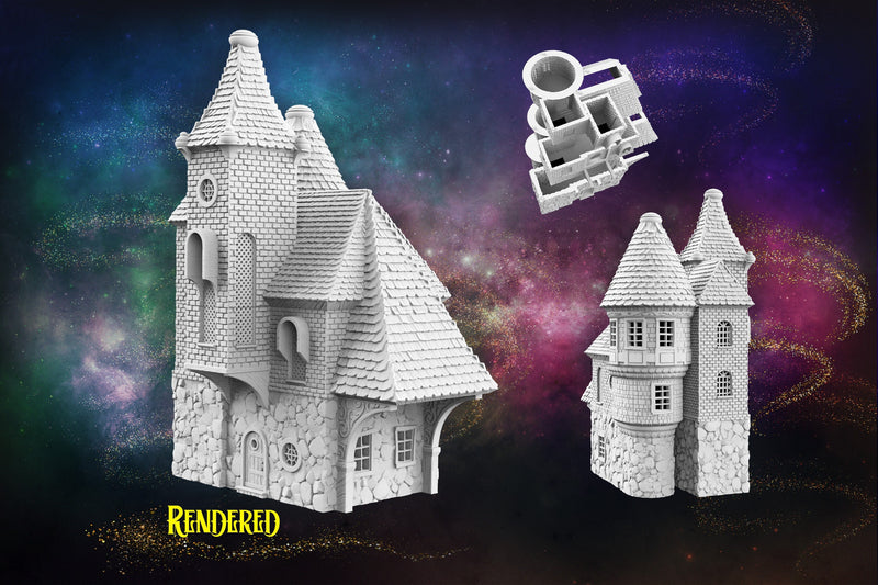 The Four Mage Manor - Magic and Mages set - Medieval Tabletop Terrain for your DnD/Pathfinder/TTRPG and Wargaming setup!