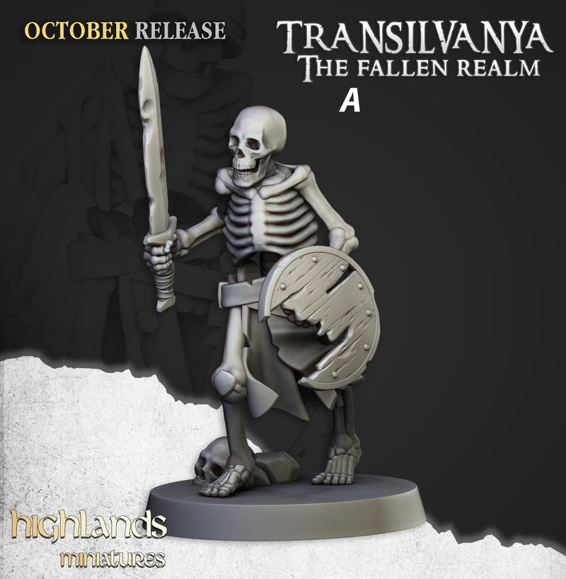 Skeleton Warrior Set - Highland Miniature | DnD | Undead | melee | 32mm | Pathfinder | Graveyard | TTRPG | Wargaming | Frostgrave