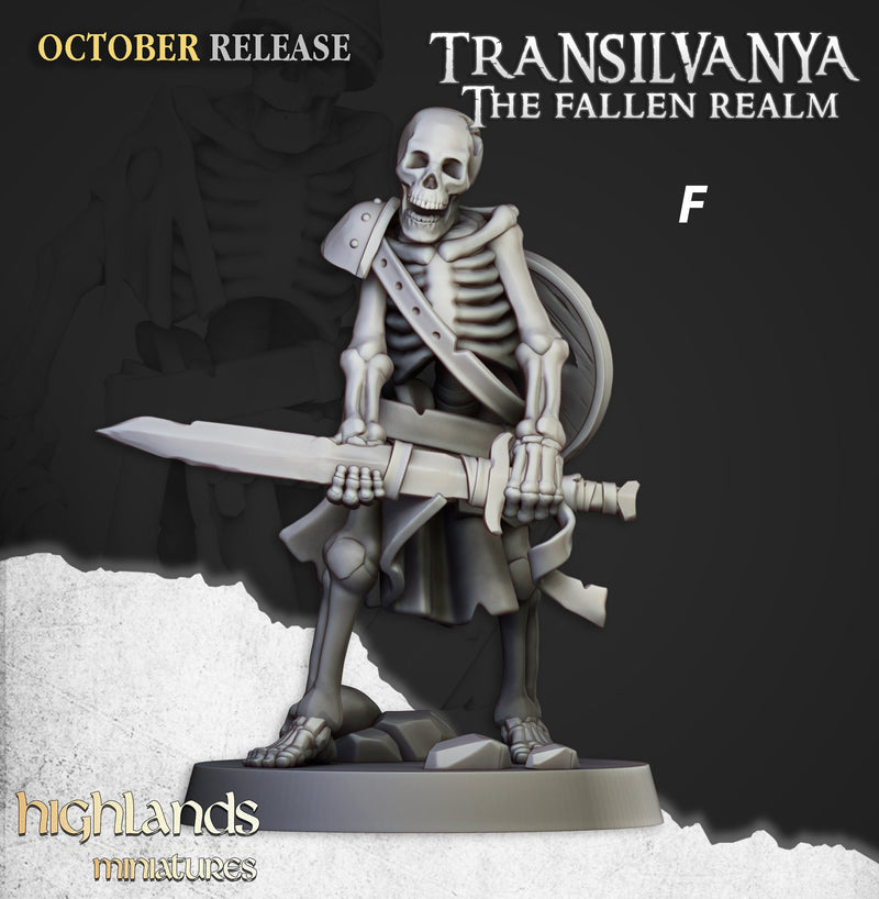 Skeleton Warrior Set - Highland Miniature | DnD | Undead | melee | 32mm | Pathfinder | Graveyard | TTRPG | Wargaming | Frostgrave