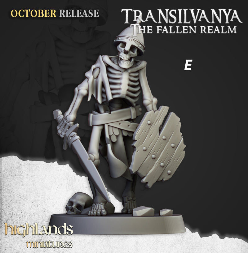 Skeleton Warrior Set - Highland Miniature | DnD | Undead | melee | 32mm | Pathfinder | Graveyard | TTRPG | Wargaming | Frostgrave