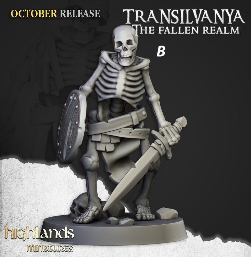 Skeleton Warrior Set - Highland Miniature | DnD | Undead | melee | 32mm | Pathfinder | Graveyard | TTRPG | Wargaming | Frostgrave