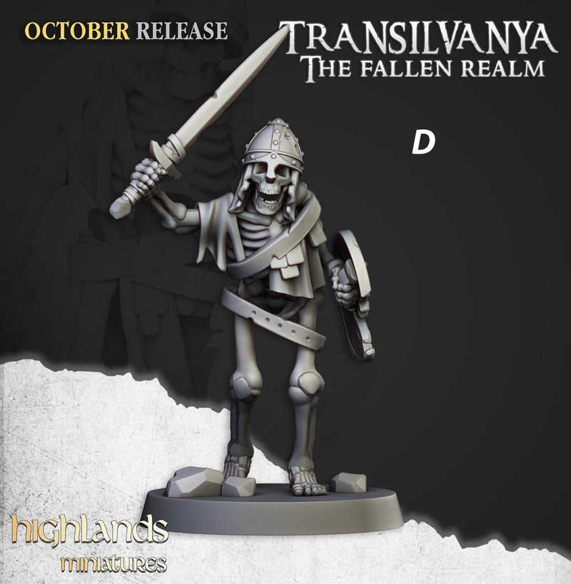 Skeleton Warrior Set - Highland Miniature | DnD | Undead | melee | 32mm | Pathfinder | Graveyard | TTRPG | Wargaming | Frostgrave