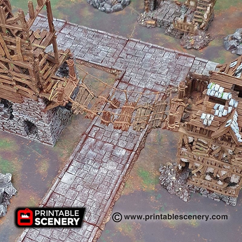 Inside Ropes Pathfinder 2e Rope Bridge - Shadowfey Ruins, DnD, Pathfinder, 15mm, 28mm, 32mm, warg ...