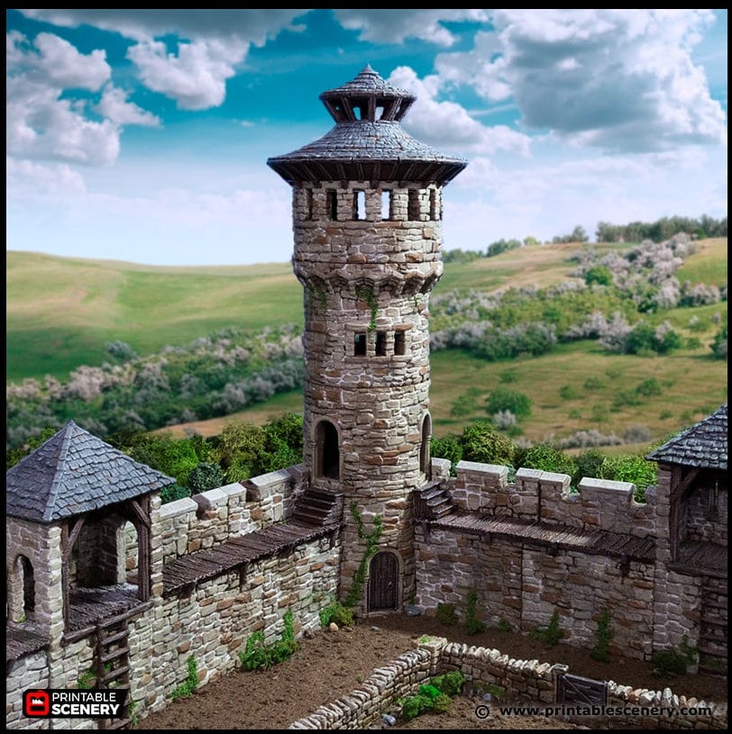 Pathfinder Tower King's Round Tower - King and Country, DnD, Pathfinder, 15mm, 28mm, 32 ...