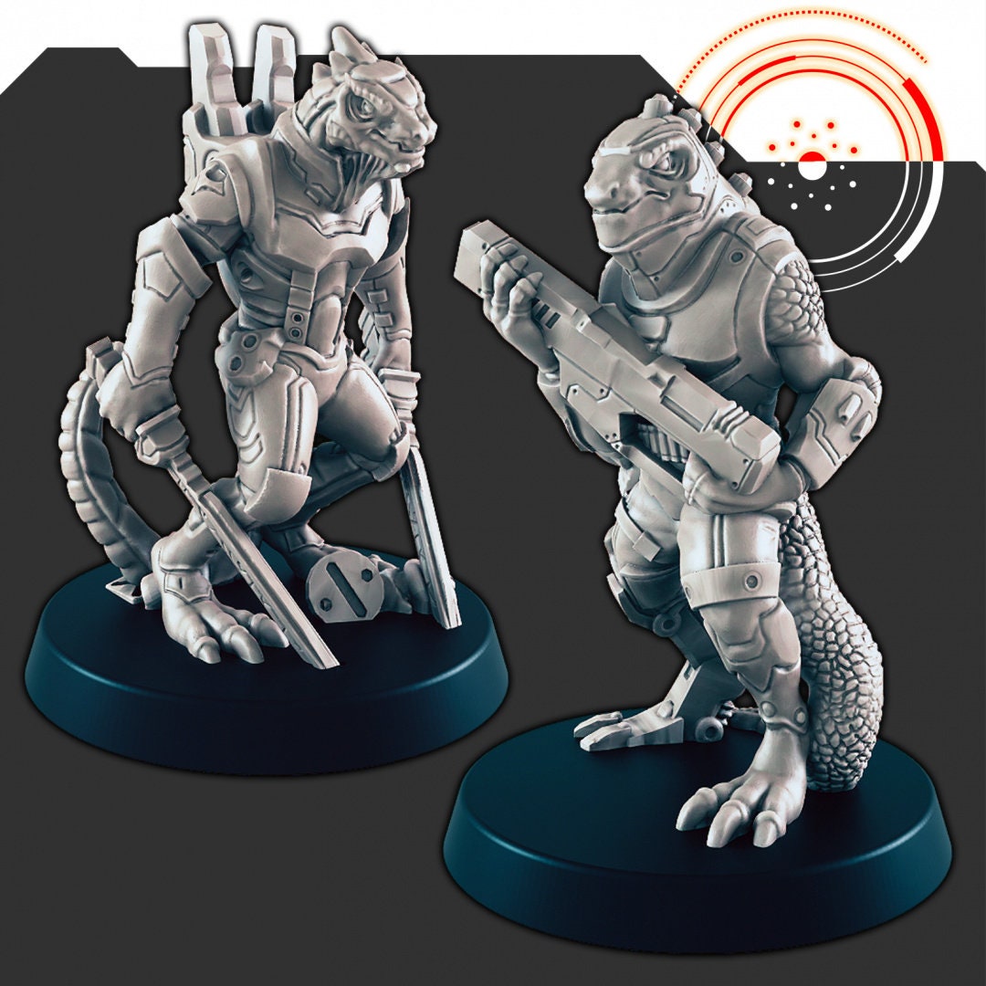Sci-Fi Alien Lizardfolk mini set - EC3D | Legion | Cyberpunk | Starfin ...