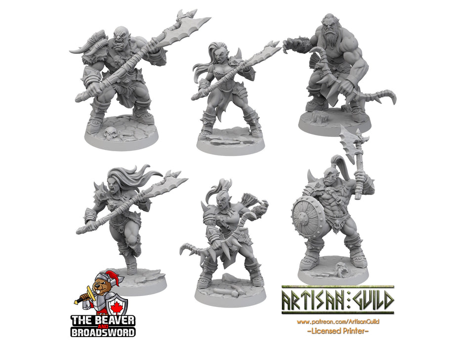 6 Orc Barbarian dnd mini set