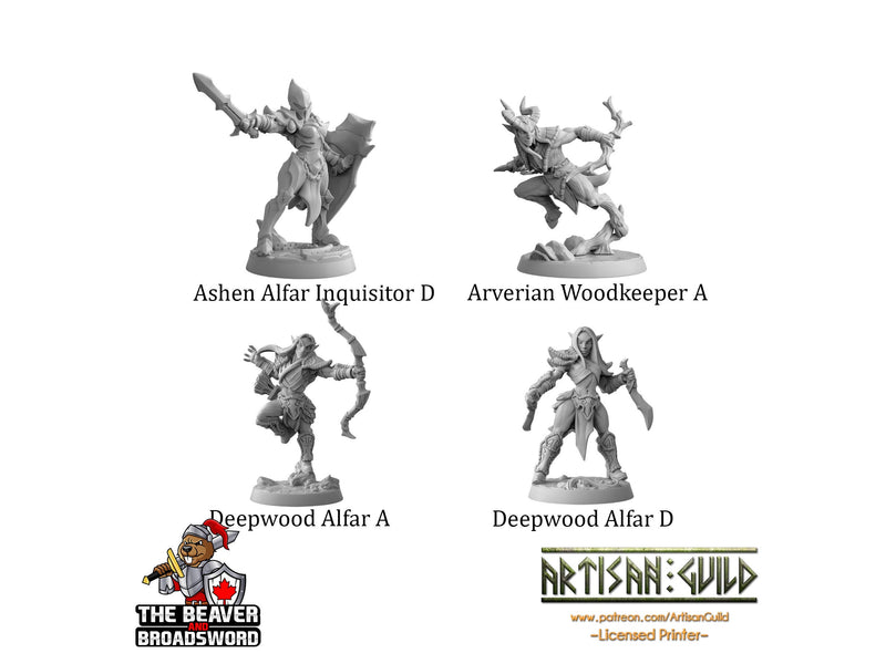 DnD 16 Elf Mini Variety Pack #1 - Artisan Guild | Elves | Ranger | Fighter | Rogue | Bundle | Pack | Barbarian | Wood | High | Drow | Unit