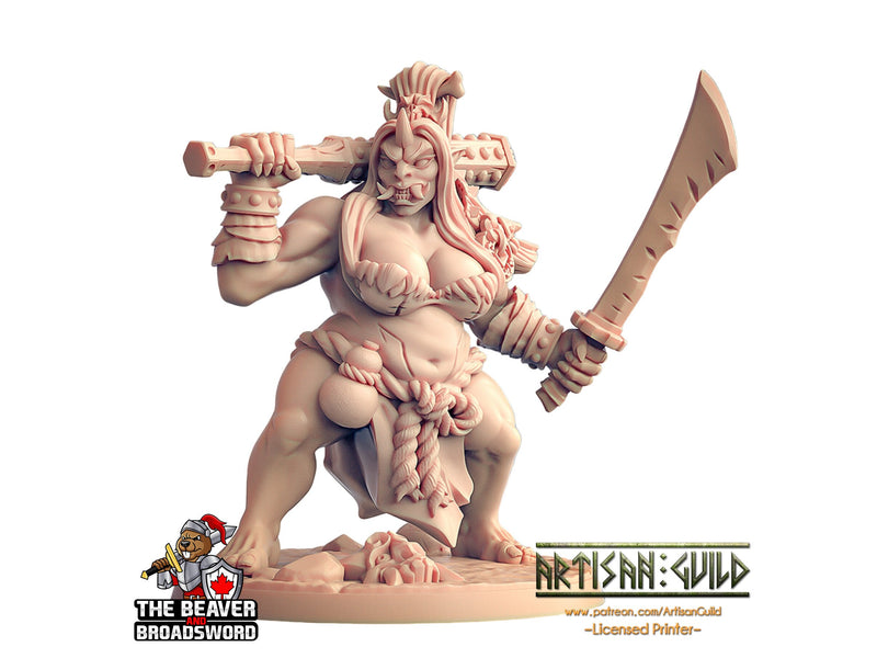 Oni Clan Ogre B dnd mini - Artisan Guild | Large | Demon | Female | Giant | Pathfinder | Samurai | TTRPG, Wargaming, Monster, Warrior