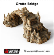Grotto Bridge - Printable Scenery | DnD | Clorehaven | Cave | Dungeon | Scene | Scatter | Wargaming | Terrain | Pathfinder | 28mm 15mm 32mm