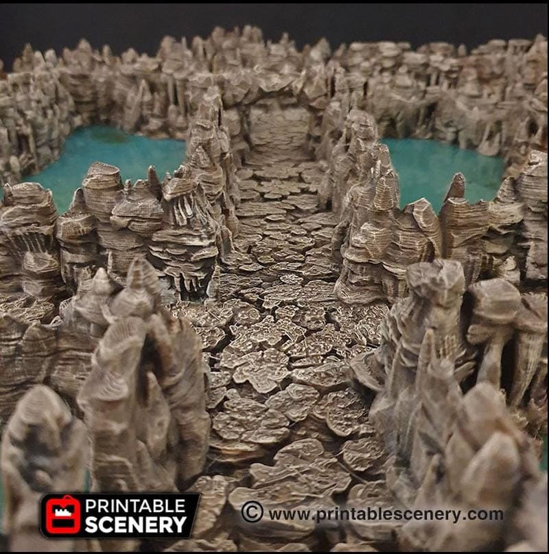 Grotto Tunnels - Printable Scenery | DnD | Clorehaven | Cave | Dungeon | Scene | Scatter Terrain | Wargaming | Pathfinder | 28mm 15mm 32mm