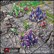 Crystal Clusters - Printable Scenery | DnD | Goblin Grotto | Cave | Dungeon | Scene | Scatter Terrain | Wargaming | 28mm 15mm 32mm | D&D