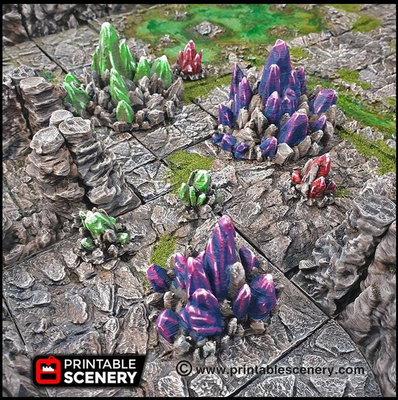 Crystal Clusters - Printable Scenery | DnD | Goblin Grotto | Cave | Dungeon | Scene | Scatter Terrain | Wargaming | 28mm 15mm 32mm | D&D