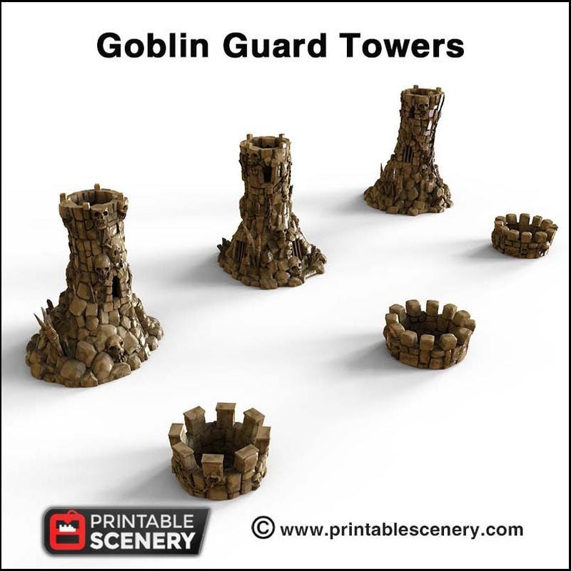 Goblin Guard Towers - Printable Scenery | DnD | Clorehaven | Cave | Dungeon | Scene | Monster | Wargaming | Pathfinder | 28mm 15mm 32mm