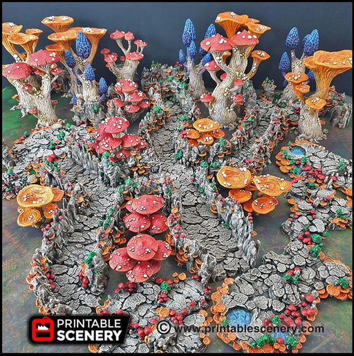 Mushroom Grotto Tunnels - Printable Scenery | DnD | Cave | Dungeon | Scene | Scatter Terrain | Wargaming | Pathfinder | 28mm 15mm 32mm