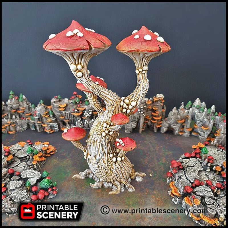 Magic Mushrooms Tree Set - Printable Scenery | DnD | Cave | Swamp | Trees | Scatter Terrain | Wargaming | Goblin Grotto | 28mm 15mm 32mm