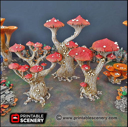 Magic Mushrooms Tree Set - Printable Scenery | DnD | Cave | Swamp | Trees | Scatter Terrain | Wargaming | Goblin Grotto | 28mm 15mm 32mm