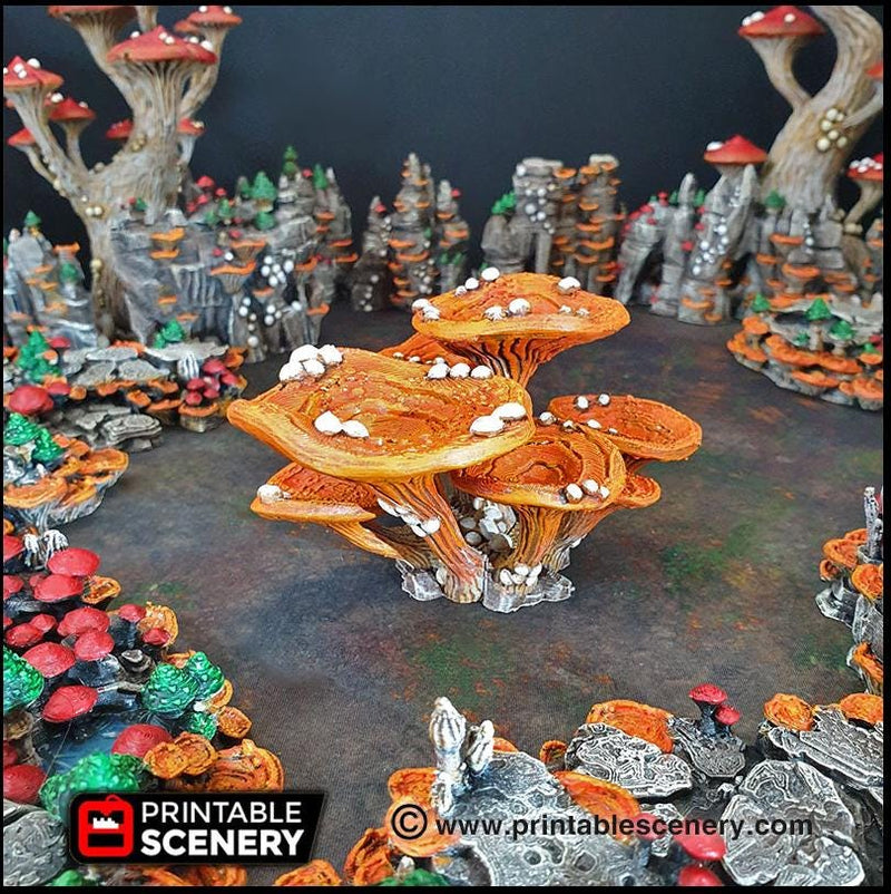 Lantern Clusters Mushroom Set - Printable Scenery | DnD | Cave | Swamp | Trees | Scatter Terrain | Wargaming, Goblin Grotto | 28mm 15mm 32mm