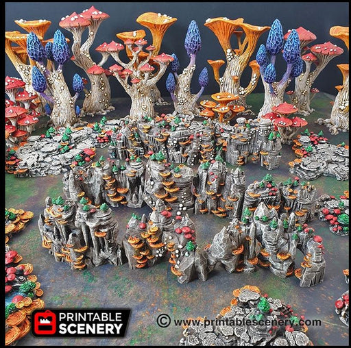 Mushroom Grotto Walls - Printable Scenery | DnD | Clorehaven | Cave | Dungeon | Scene | Scatter Terrain | Wargaming | 28mm 15mm 32mm, Goblin