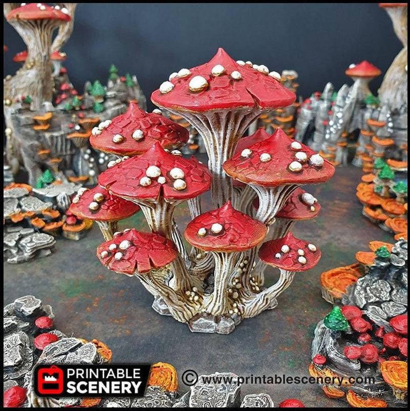 Magic Mushroom Clusters Tree Set - Printable Scenery | DnD | Cave | Swamp | Scatter Terrain | Wargaming | Goblin Grotto | 28mm 15mm 32mm