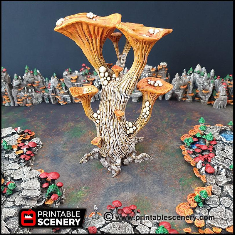 Blooming Lanterns Mushroom Tree Set - Printable Scenery | DnD | Cave | Swamp | Scatter Terrain | Wargaming | Goblin Grotto | 28mm 15mm 32mm