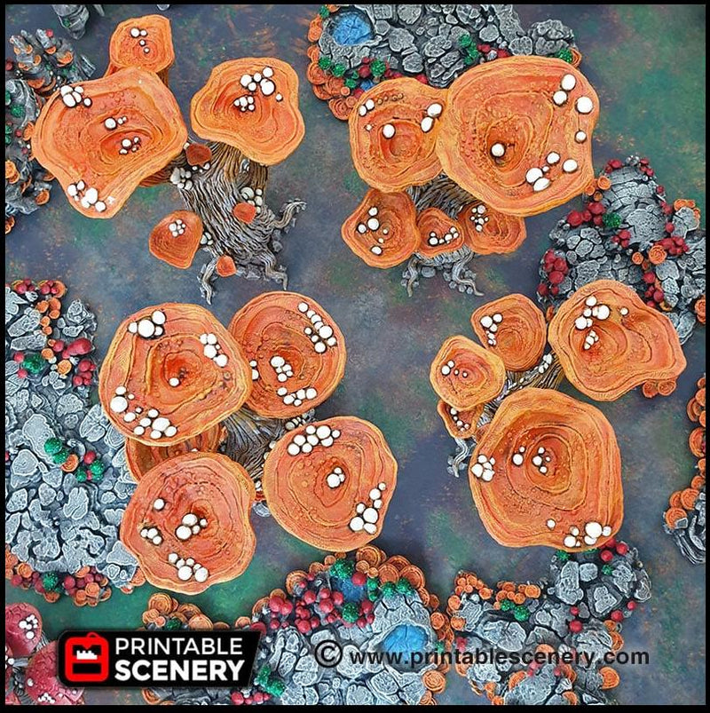 Blooming Lanterns Mushroom Tree Set - Printable Scenery | DnD | Cave | Swamp | Scatter Terrain | Wargaming | Goblin Grotto | 28mm 15mm 32mm