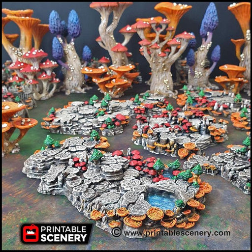 Mushroom Grotto Floors - Printable Scenery | DnD | Cave | Swamp | Scatter Terrain | Wargaming | Goblin Grotto | 28mm 15mm 32mm