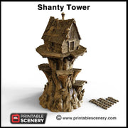 Shanty Tower - Printable Scenery | DnD | Goblin Grotto | Swamp | Fantasy | Scene | Scatter Terrain | Wargaming | Pathfinder | 28mm 15mm 32mm