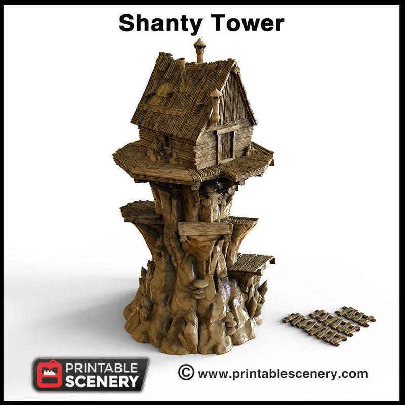 Shanty Tower - Printable Scenery | DnD | Goblin Grotto | Swamp | Fantasy | Scene | Scatter Terrain | Wargaming | Pathfinder | 28mm 15mm 32mm