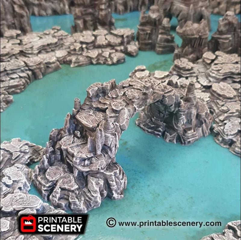 Grotto Bridge - Printable Scenery | DnD | Clorehaven | Cave | Dungeon | Scene | Scatter | Wargaming | Terrain | Pathfinder | 28mm 15mm 32mm