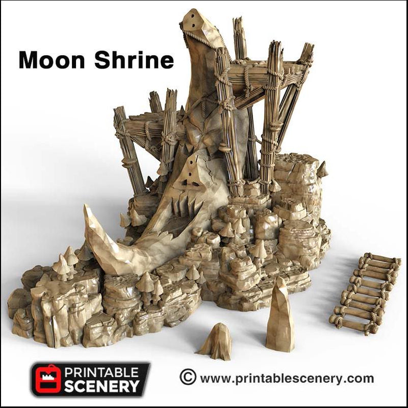 Moon Shrine - Printable Scenery | DnD | Goblin Grotto | Cave | Dungeon | Scene | Scatter Terrain | Wargaming | Pathfinder | 28mm 15mm 32mm
