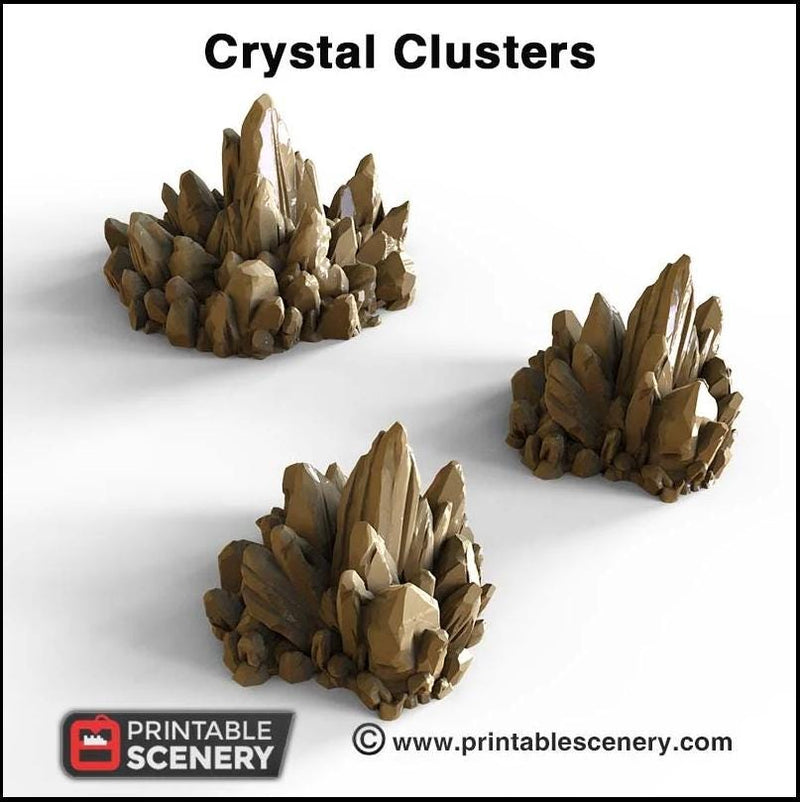 Crystal Clusters - Printable Scenery | DnD | Goblin Grotto | Cave | Dungeon | Scene | Scatter Terrain | Wargaming | 28mm 15mm 32mm | D&D