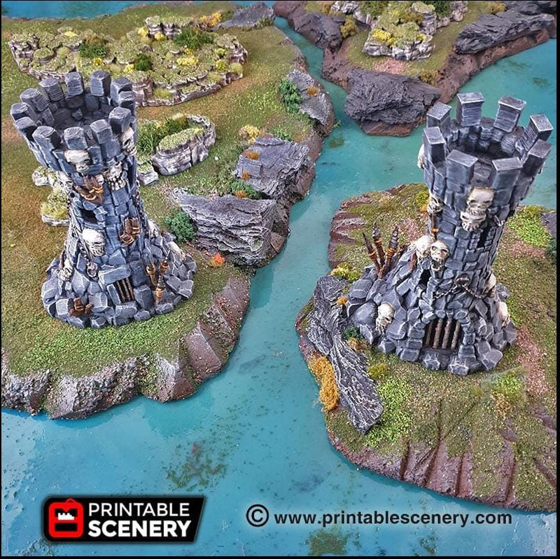Goblin Guard Towers - Printable Scenery | DnD | Clorehaven | Cave | Dungeon | Scene | Monster | Wargaming | Pathfinder | 28mm 15mm 32mm