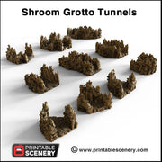 Mushroom Grotto Tunnels - Printable Scenery | DnD | Cave | Dungeon | Scene | Scatter Terrain | Wargaming | Pathfinder | 28mm 15mm 32mm