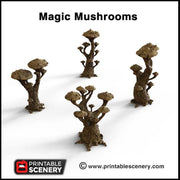 Magic Mushrooms Tree Set - Printable Scenery | DnD | Cave | Swamp | Trees | Scatter Terrain | Wargaming | Goblin Grotto | 28mm 15mm 32mm