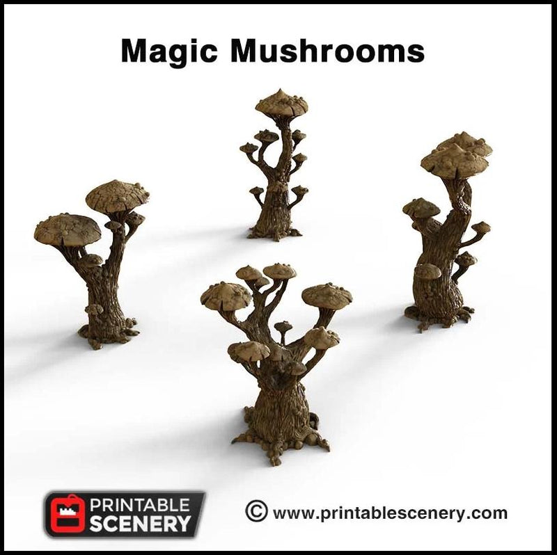 Magic Mushrooms Tree Set - Printable Scenery | DnD | Cave | Swamp | Trees | Scatter Terrain | Wargaming | Goblin Grotto | 28mm 15mm 32mm